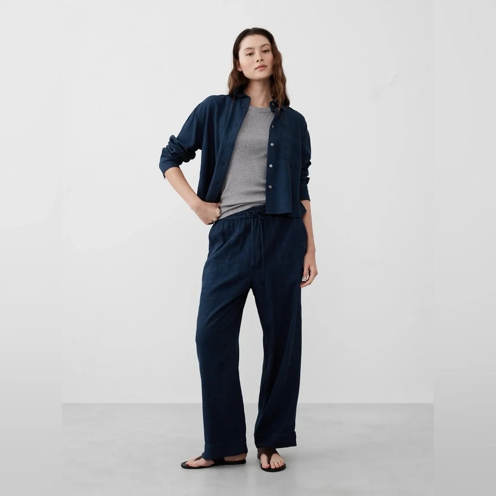 NWT! Banana Republic Straight Linen-Blend Pull-On Pant - Multiple 🩷 #706619
